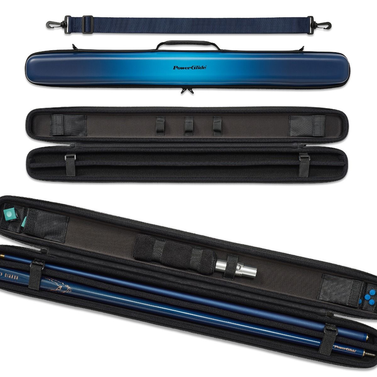 Powerglide SVARTUR 2 Piece Snooker / Pool Cue Case - Blue