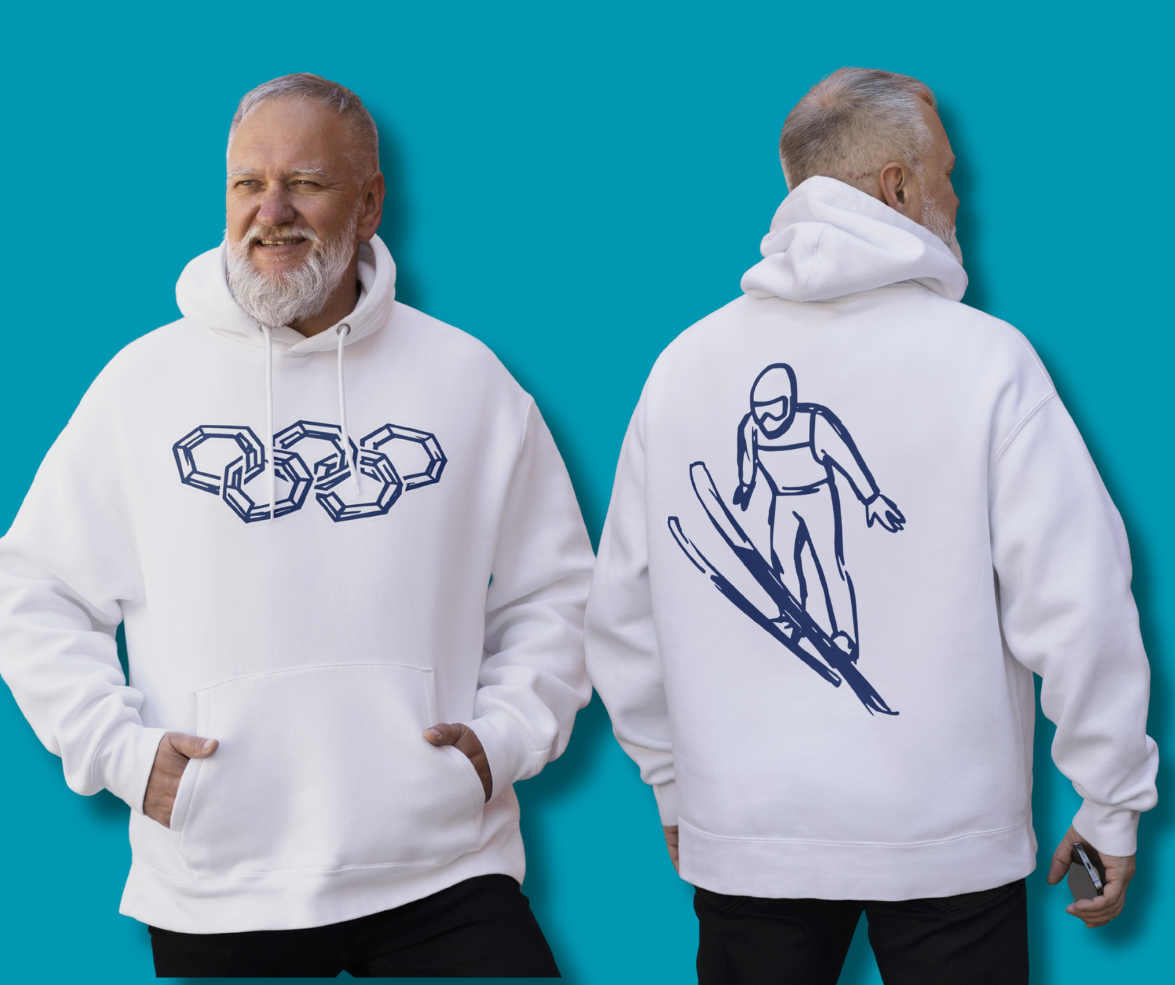 Winter Olympics Inspired Hoodie – Minimal Line Art Sports Design