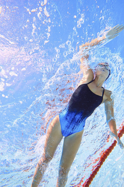 Zoggs Irony women's t-back swimming costume blue/black