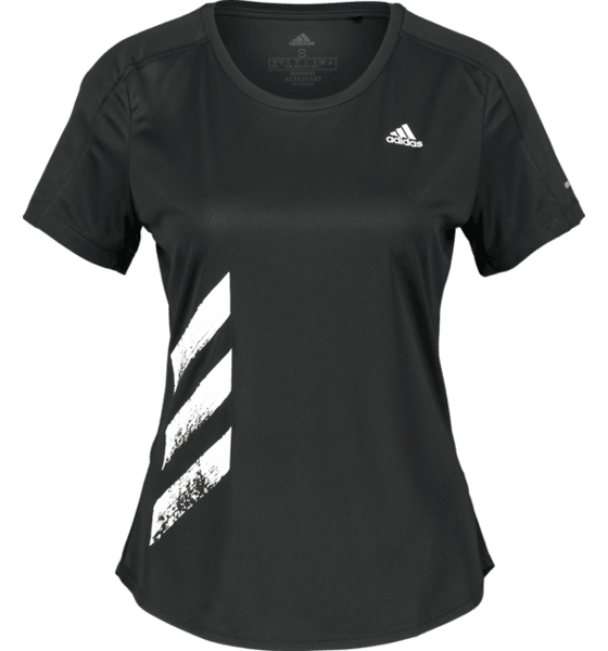 Adidas Ladies 'RUN IT' 3 stripe black Gym Fitness Workout Top