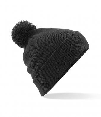 Beechfield Pom Pom Beanie woolly Hat black or burgundy