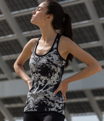 Skinny Fit Ladies Reversible Workout Vest black or pattern