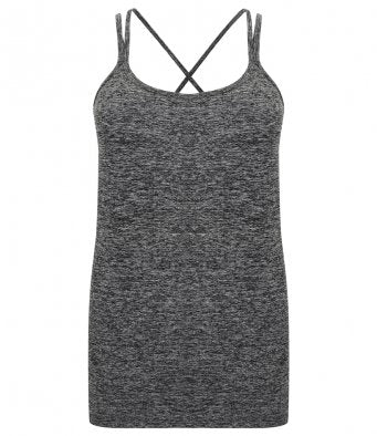 Tombo Ladies Seamless Strappy Vest Dark Grey Marl
