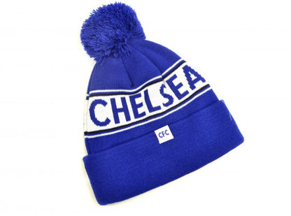 Chelsea text bobble hat blue