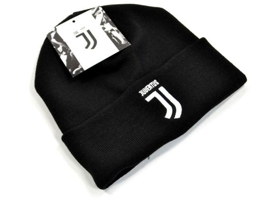 Juventus Knitted Turn Up Black Beanie Hat