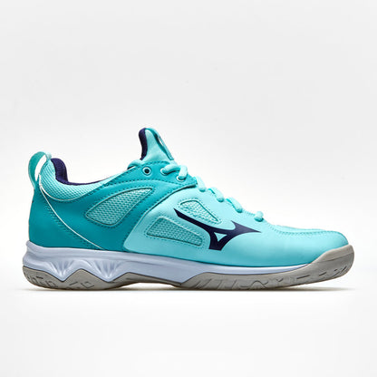 Mizuno Ghost Shadow Netball Trainers Astral blue turquoise 4-8uk sizes
