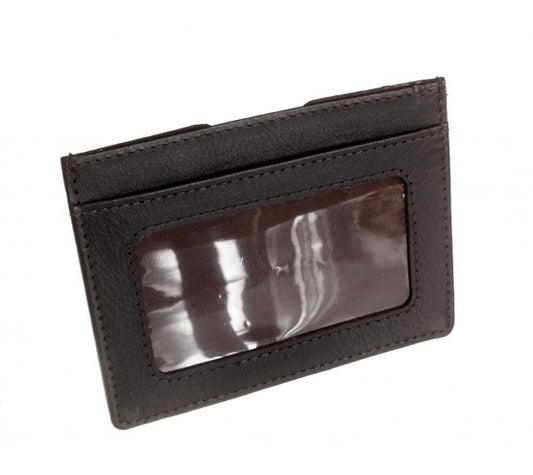 Leather ID Card Holder Brown and Black 670020