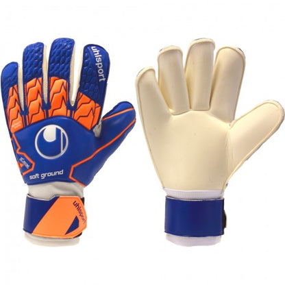 Uhlsport Soft Roll Finger Goalkeeper Gloves Navy / Fluo Orange. sizes 7,8,9,10