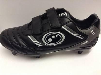 Optimum Tribal Junior football boots (velcro/6 studs) Black and Grey