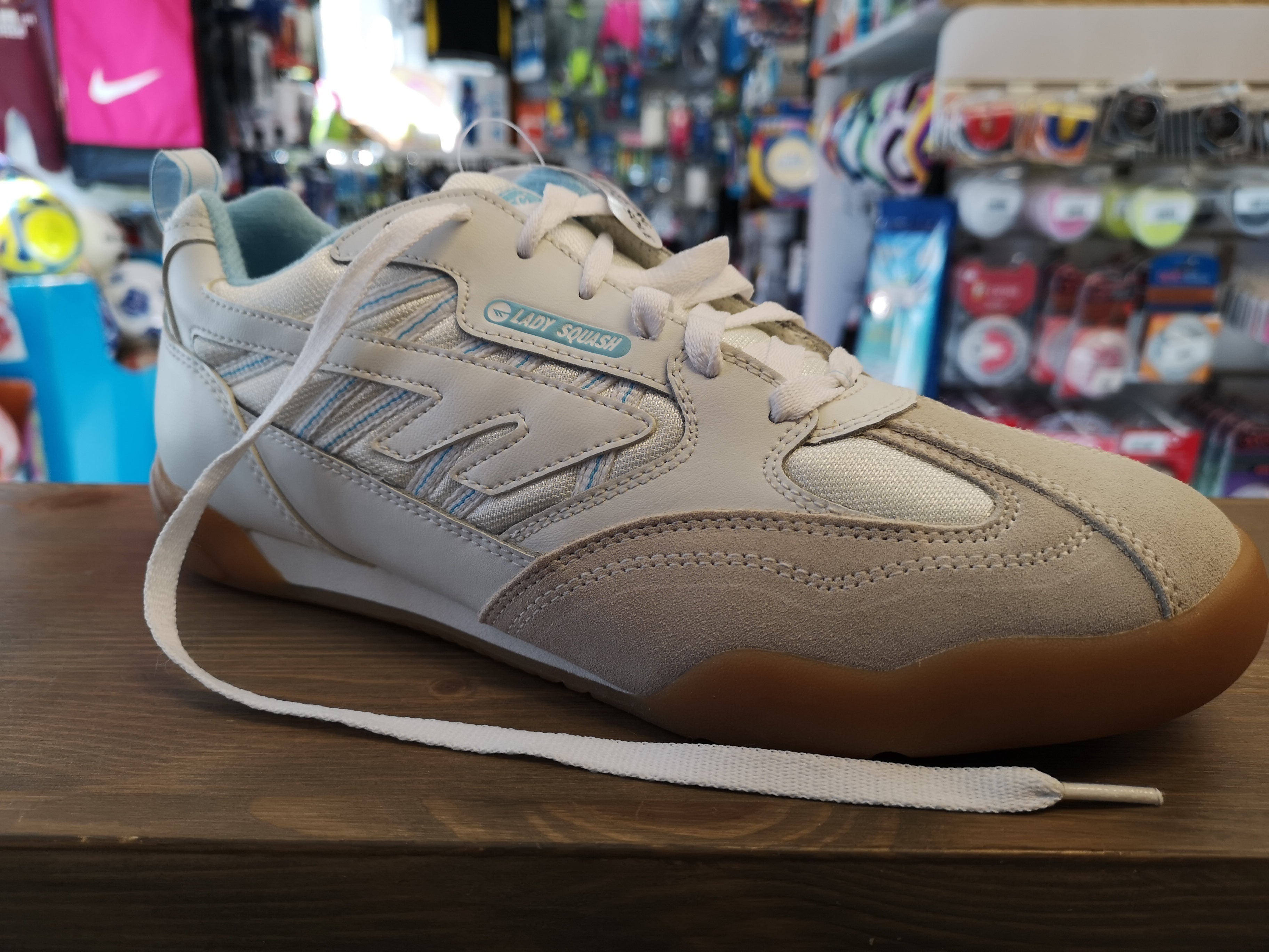 Hi Tec Ladies Squash White Pale Blue Trainers