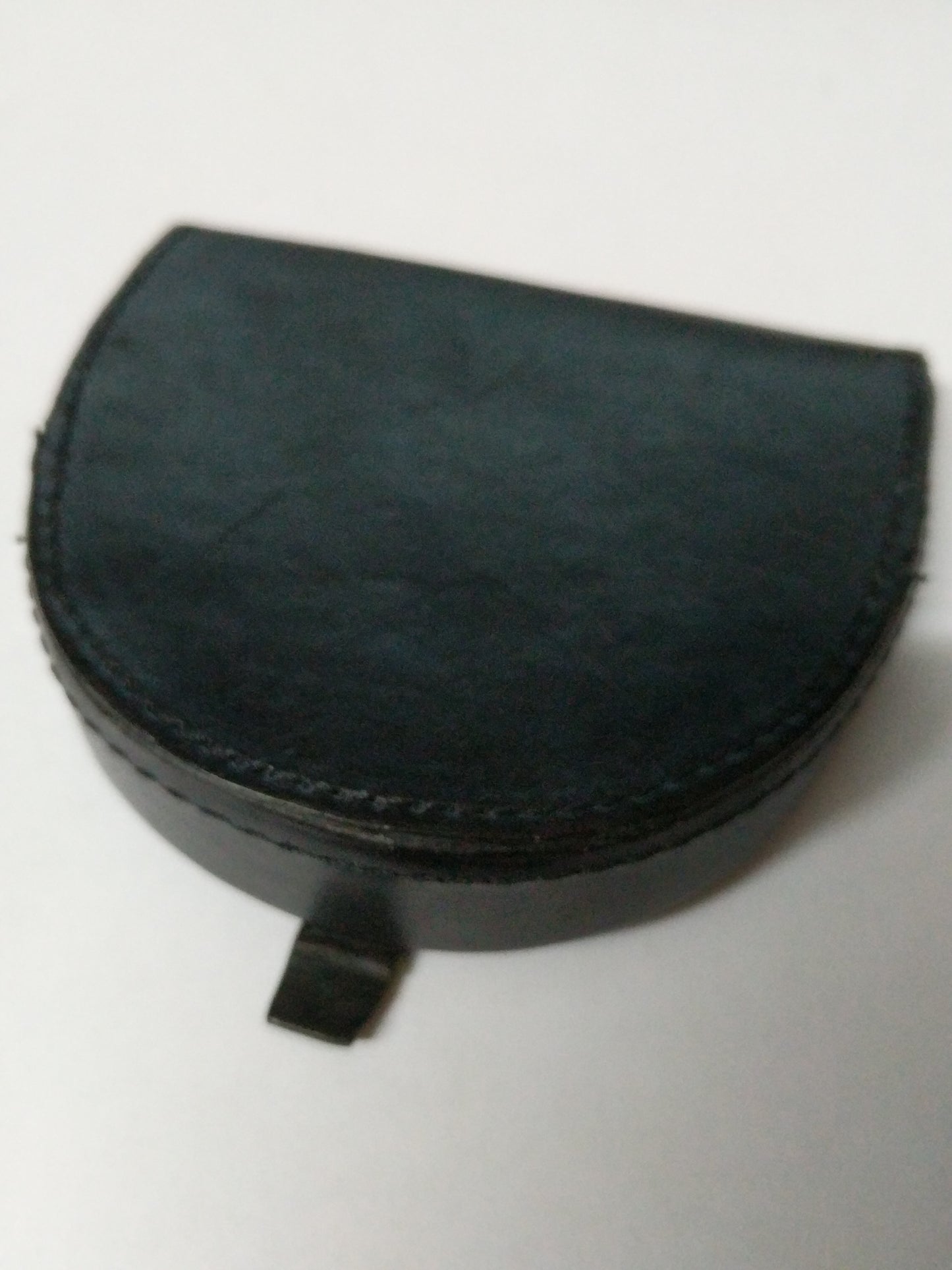 Coin Tray Wallet Real Leather In Black/blue with tab open (0690)