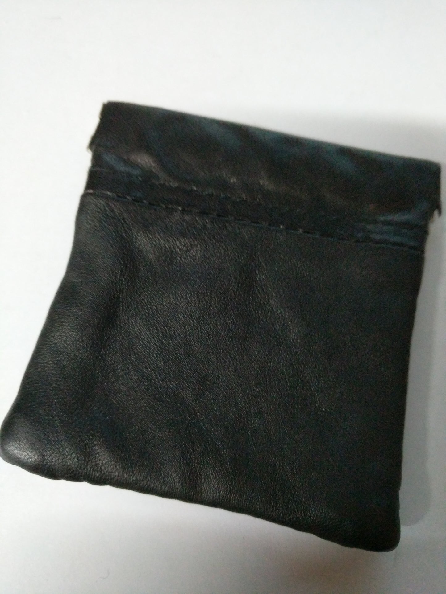 Leather SNAP CLOSE change wallet purse Black (1476)