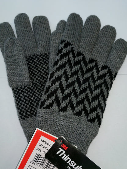 Men's Winter Thick Thinsulate Wool Gloves navy or grey options
