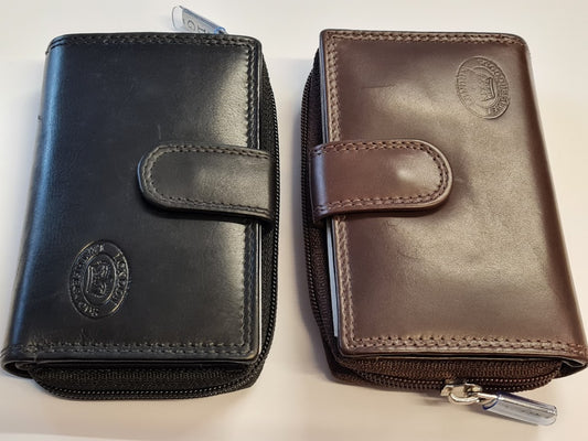 RFID protected medium zip round purse with back id window
