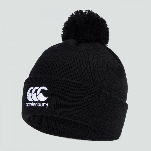 Canterbury rugby black bobble hat. Adults-one size