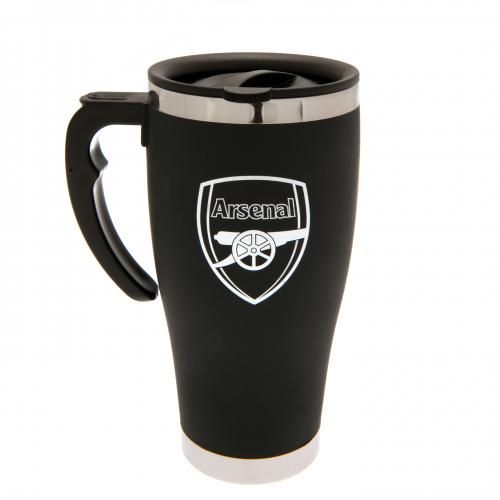 Travel Mug Black Silver flask souvenir gift Arsenal, Spurs, L.F.C, West Ham, Utd, madrid, City