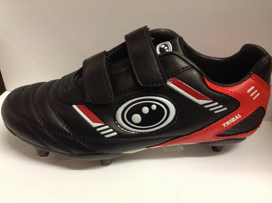 Optimum Tribal Velcro 6 Stud junior football boots(black/red)