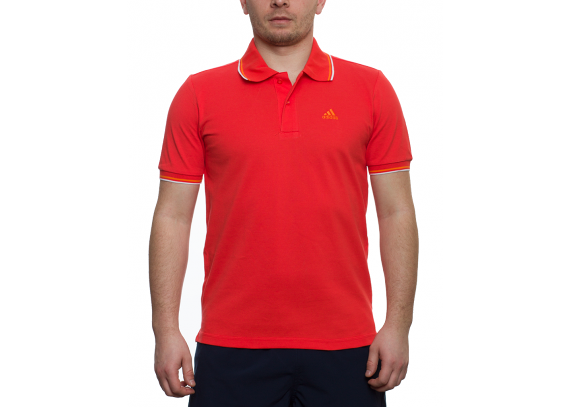 Red Adidas mens training Polo Shirt