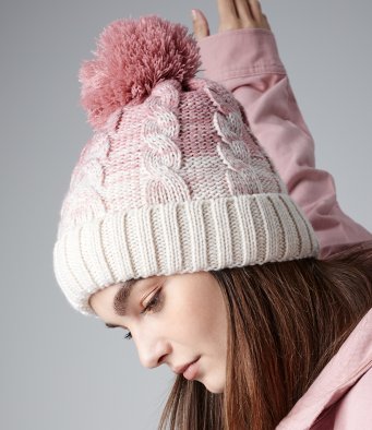 Beechfield Ombré Pom Pom Beanie Winter Woolie Hat