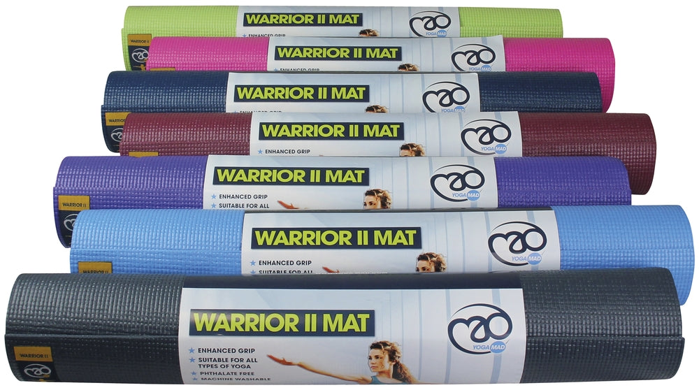 Yoga-Mad Warrior II Yoga Fitness Pilates Mat 4mm (washable) Phthalate free