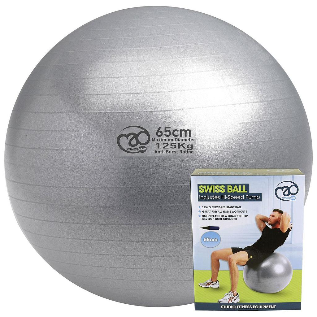Yoga-Mad 125kg Swiss Ball 65cm Gym Ball & Pump - Exercise ball