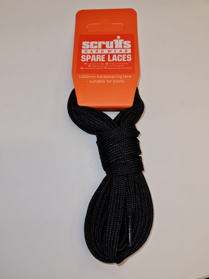 Scruffs Workwear Replacement Black Flat Boot Laces 140cm