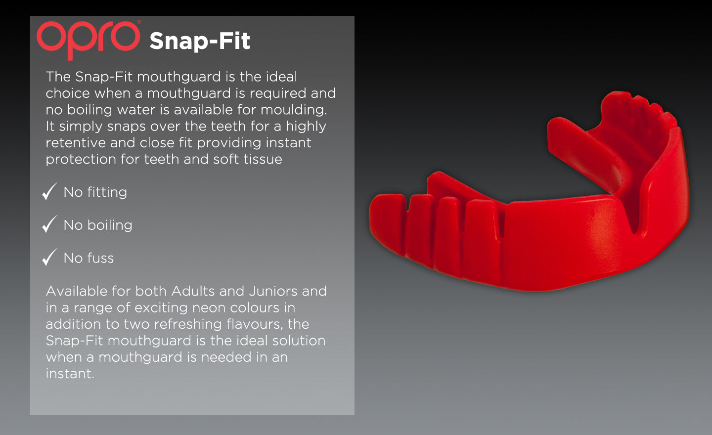 UFC Adult White Mouthguards by opro, snapfit instant fit no moulding