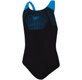 Speedo Junior Hexagonal Tech Muscle back Swimsuit Black
