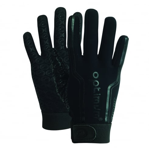 Optimum Velocity full finger thermal sports rugby football warm Grip gloves Black junior and adult