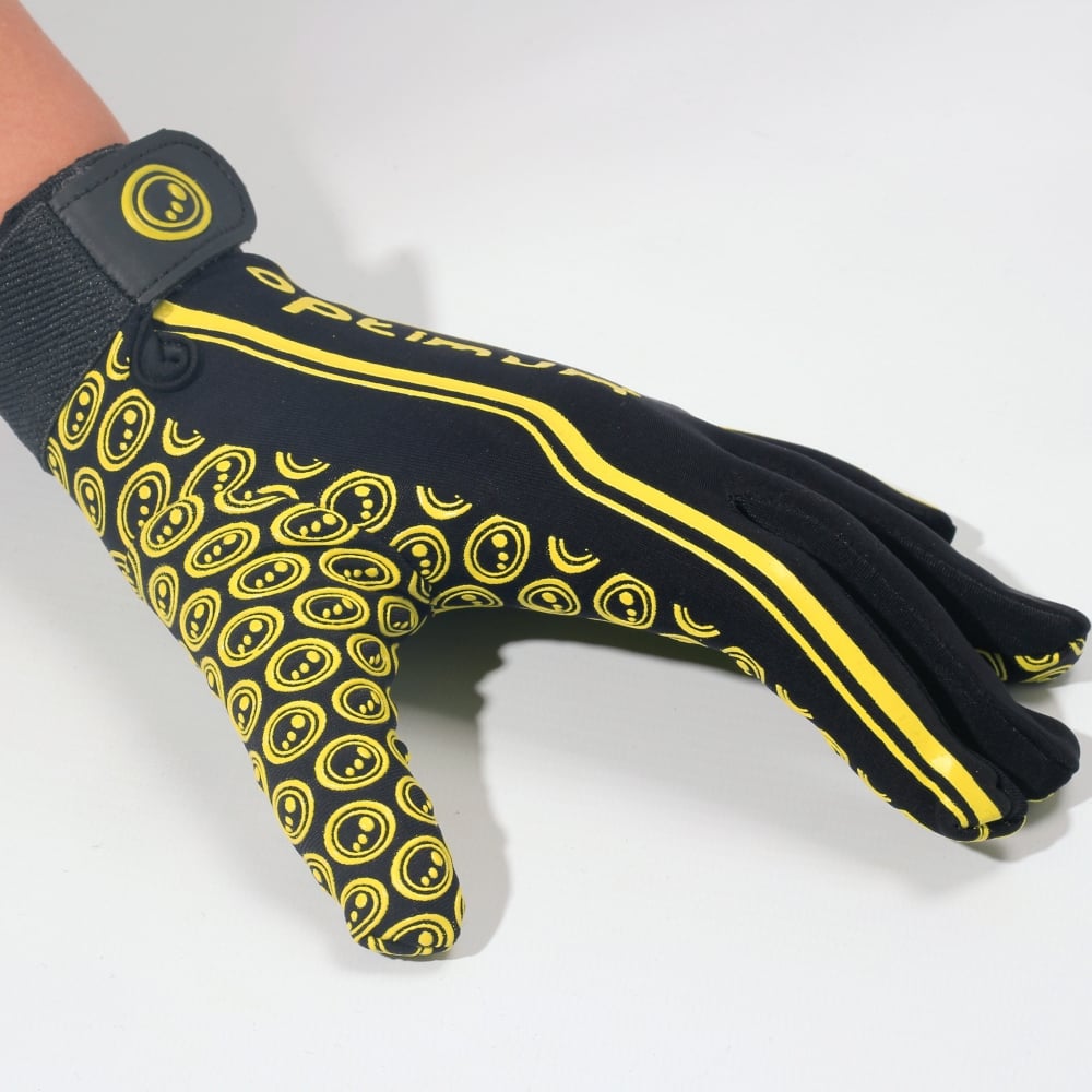 Optimum velocity thermal sports gloves full finger black yellow junior or adult
