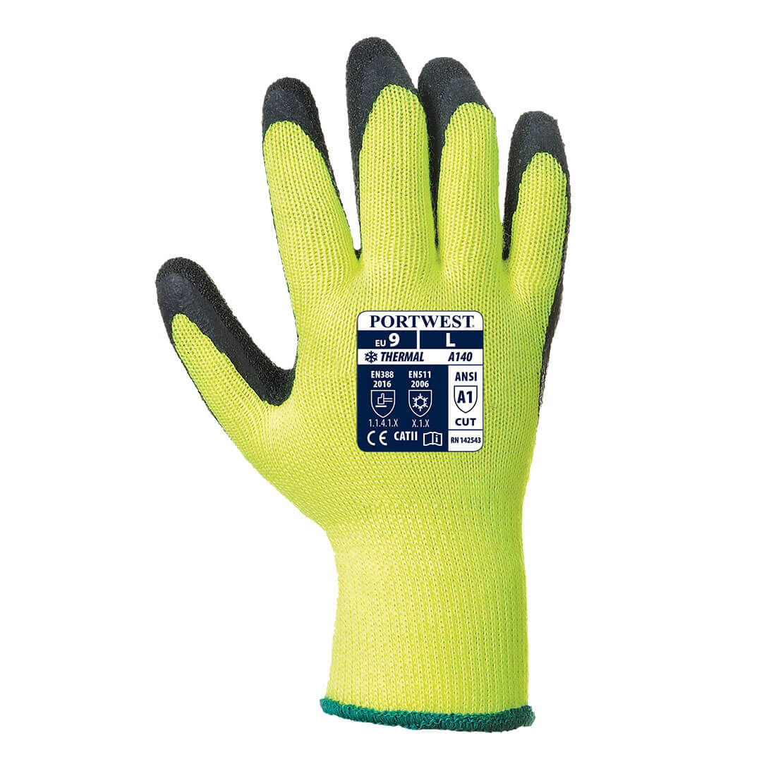Portwest Workwear A140 - Thermal Grip Glove - Latex - yellow