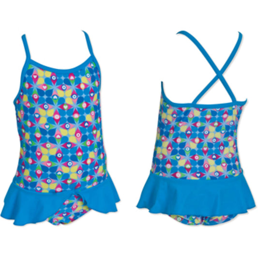 Zoggs girl's Ellis X-Back Swimming Costume Blue/Multi Age 4-5 Years